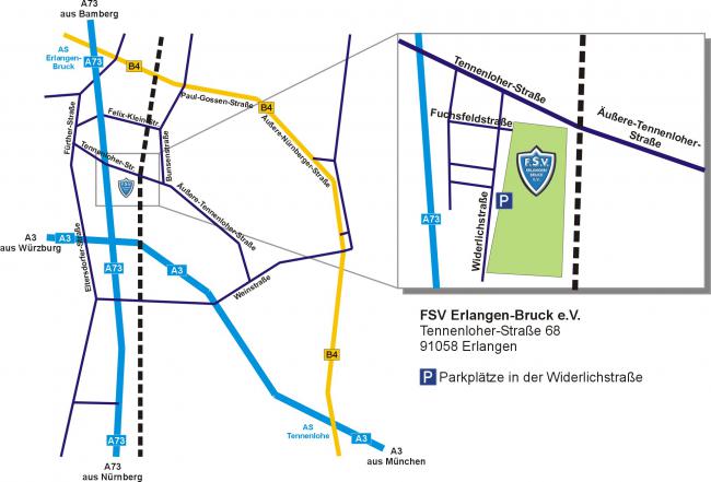 Anfahrt FSV Erlangen-Bruck e.V.